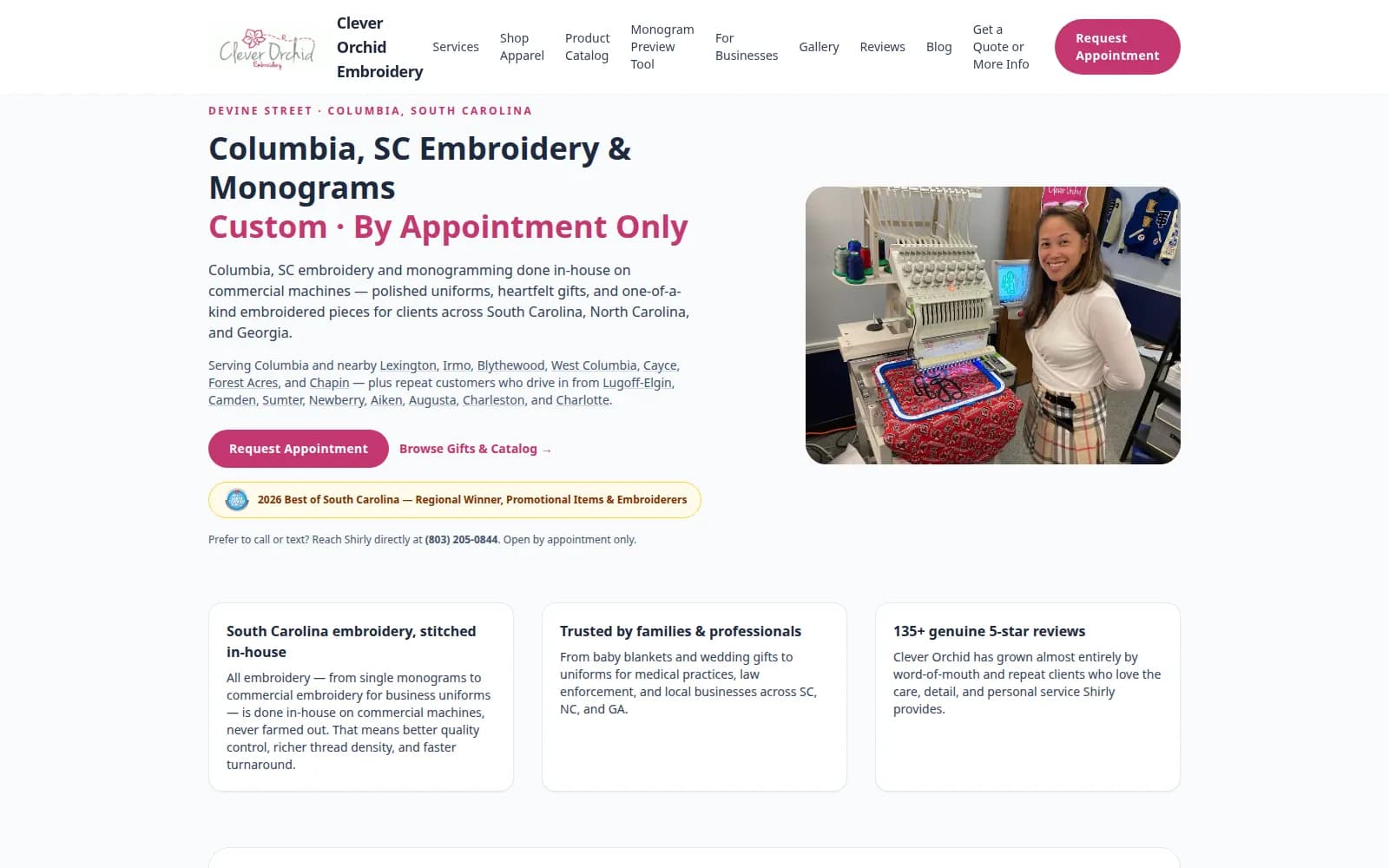 The Clever Orchid Embroidery homepage